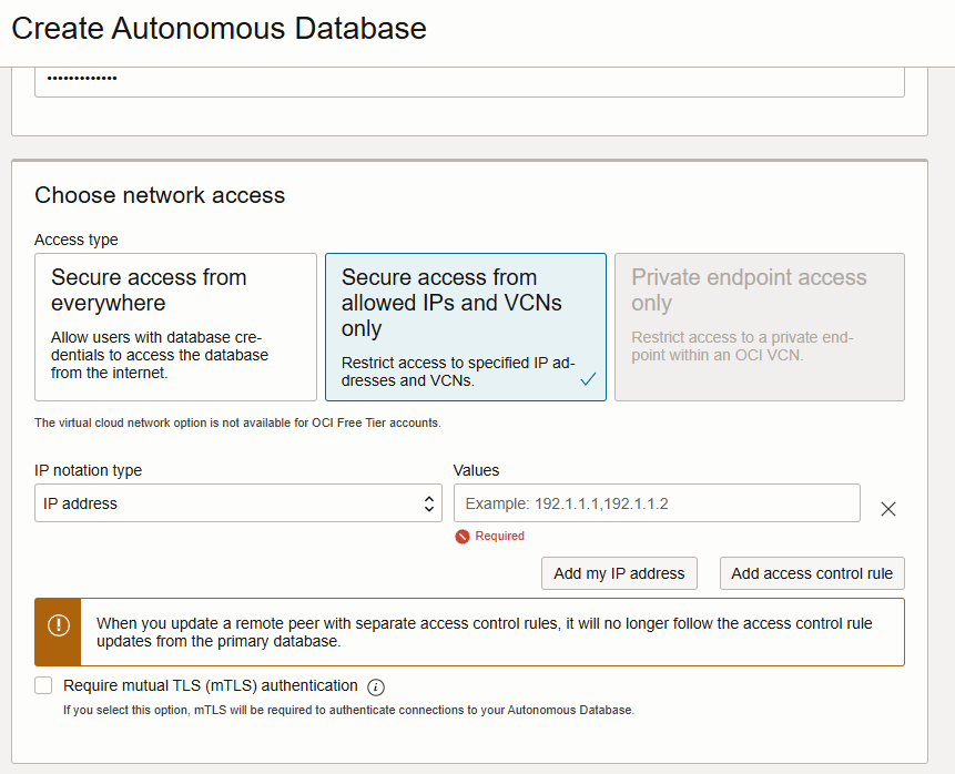 Configure network access