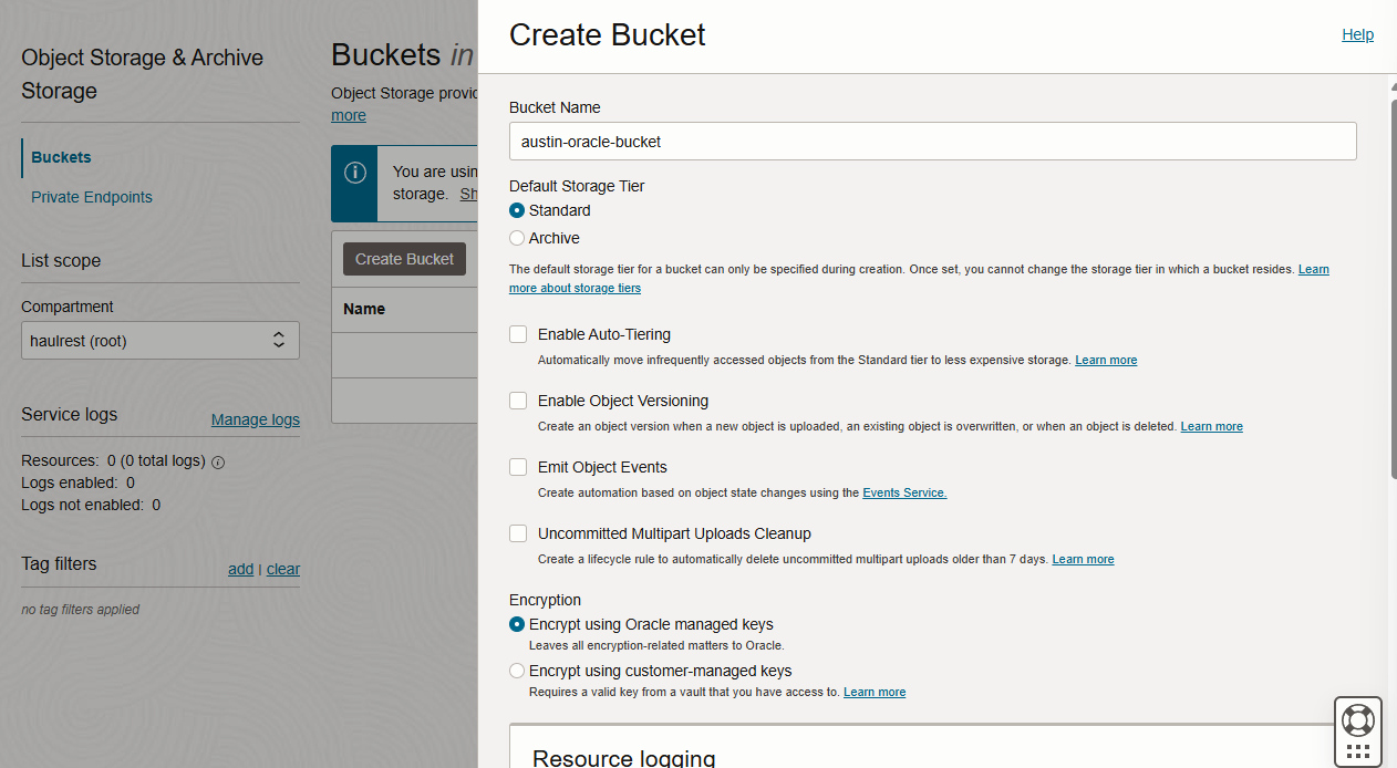 Create bucket